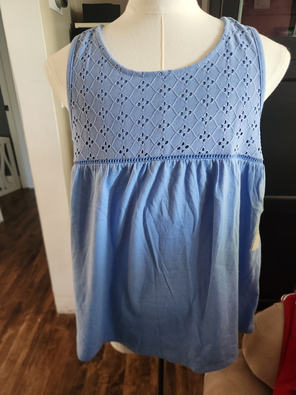 Blue Girls' Eyelet Tank Top